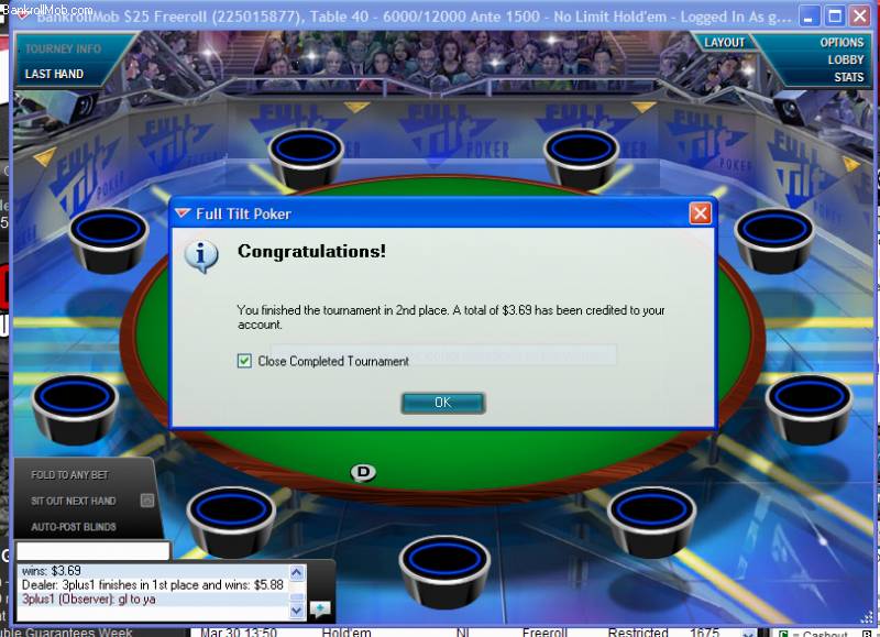 Bankrollmob leaderboard $25 freeroll poker stars