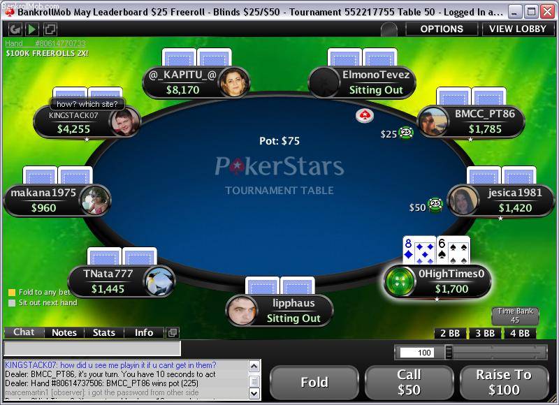 Bankrollmob leaderboard $25 freeroll poker stars