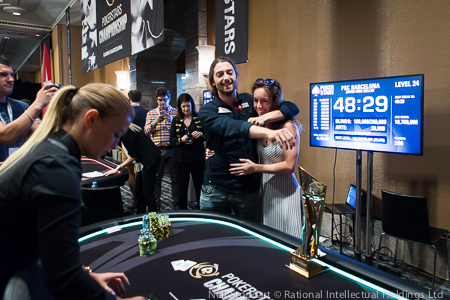 Kurganov and Liv Boeree celebrating