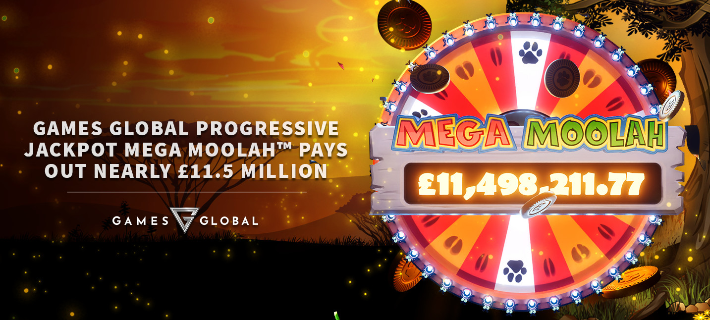 Games Global progressive jackpot Mega Moolah slot pays out £11.5 Million!